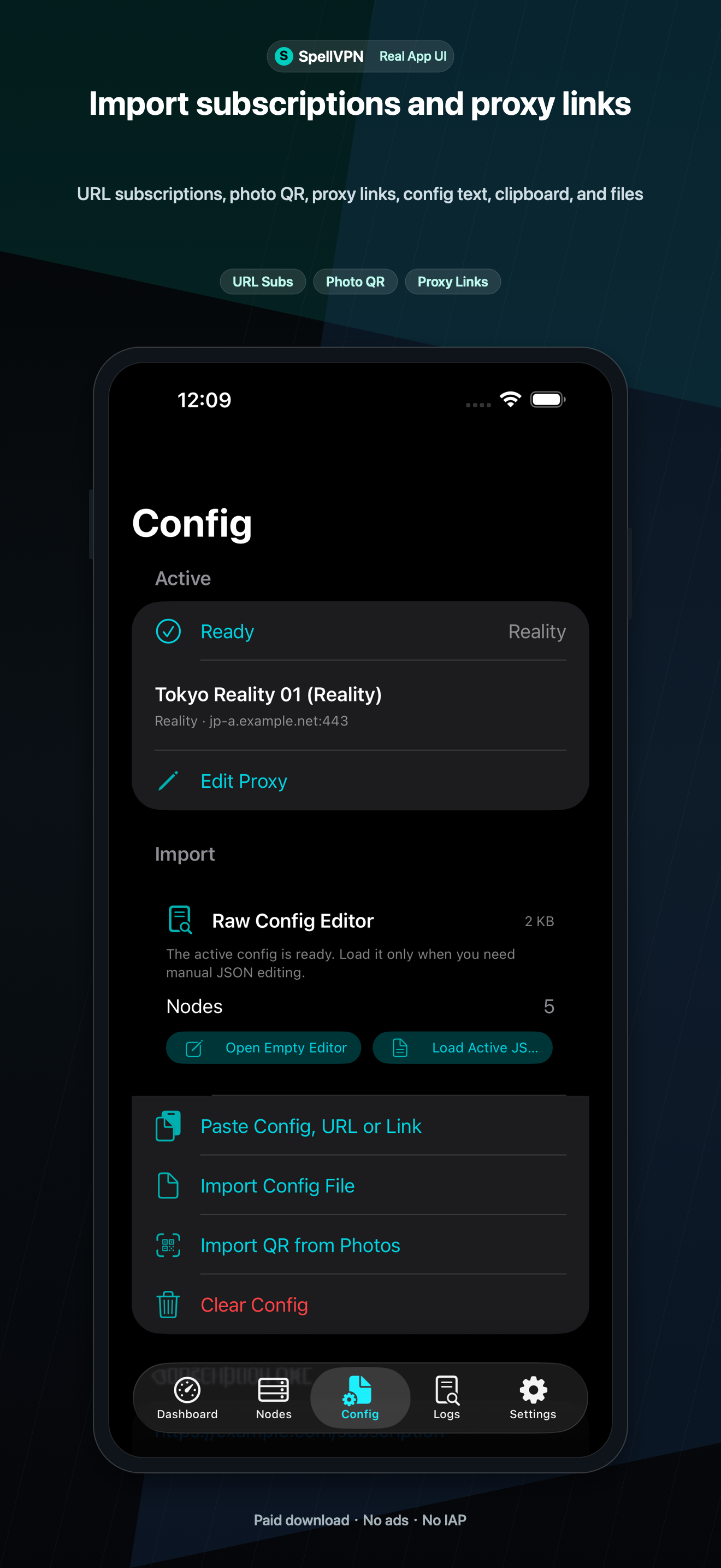 SpellVPN import screenshot