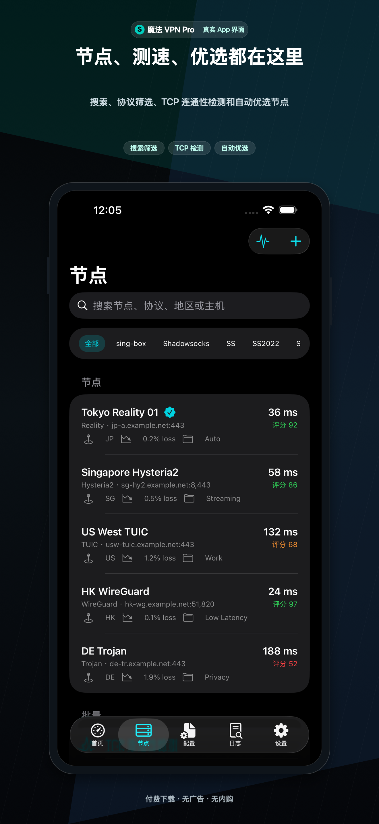 SpellVPN nodes screenshot